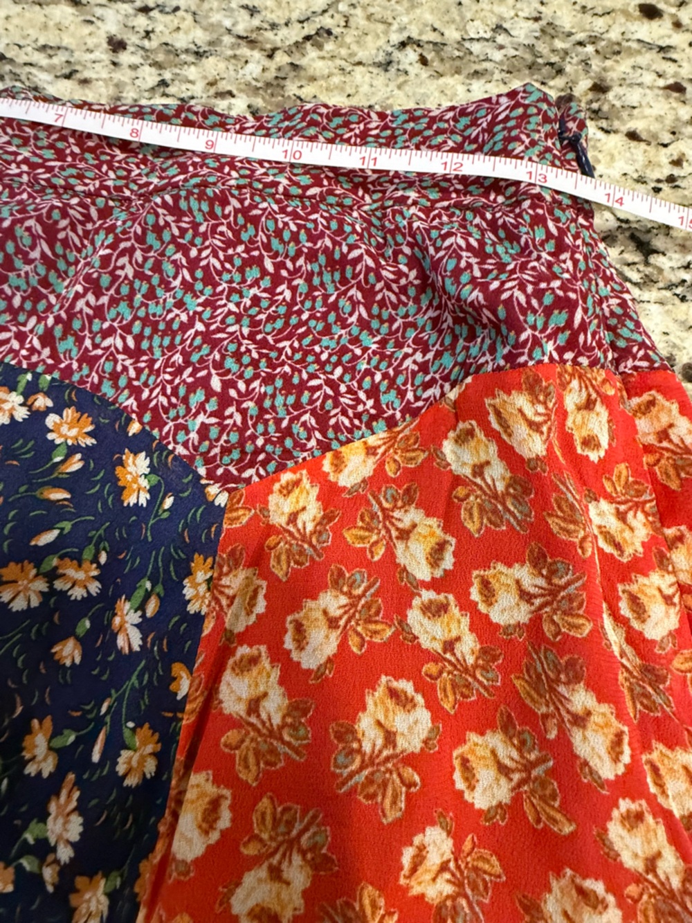 Meadow Rue by Anthropologie floral patchwork midi skirt SZ 4 - Picture 8 of 11